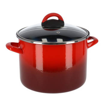 Rvs rode kookpan/soeppan met glazen deksel 18 cm 3 liter - Kookpannen