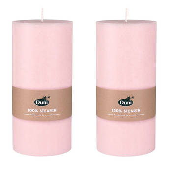 2x stuks pastel roze cilinder kaarsen /stompkaarsen 15 x 7 cm 50 branduren - Stompkaarsen