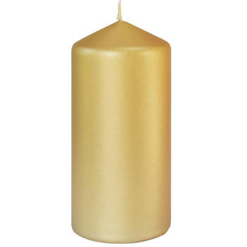 Gouden cilinder kaarsen /stompkaarsen 15 x 7 cm 52 branduren sfeerkaarsen - Stompkaarsen