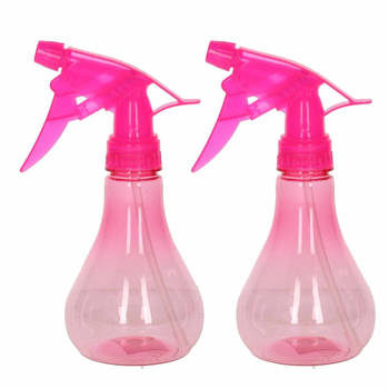 2x Waterverstuivers/sprayflessen roze 250 ml - Waterverstuivers