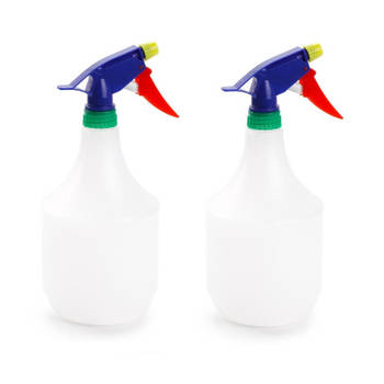 2x Waterverstuivers/sprayflessen wit 1 liter 25 cm - Waterverstuivers