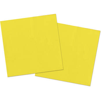 20x stuks servetten van papier geel 33 x 33 cm - Feestservetten