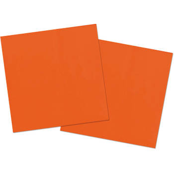 40x stuks servetten van papier oranje 33 x 33 cm - Feestservetten