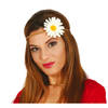 Fiestas Verkleed haarband met bloem - wit - meisjes/dames - Hippie/flower Power - Verkleedhaardecoratie