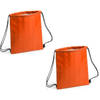 Set van 2x stuks oranje koeltas rugzak/gymtas 27 x 33 cm met drawstring/rijgkoord - Koeltas