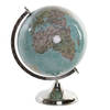 Decoratie wereldbol/globe blauw op ijzeren voet 30 x 41 cm - Wereldbollen