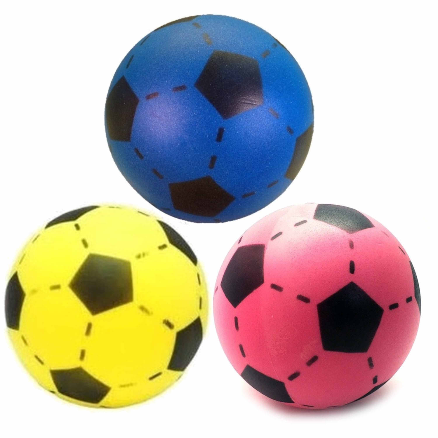 Speelgoed Set Van 3x Stuks Foam Soft Voetballen In 3x Verschillende Kleuren Met Diameter Van 20 Cm