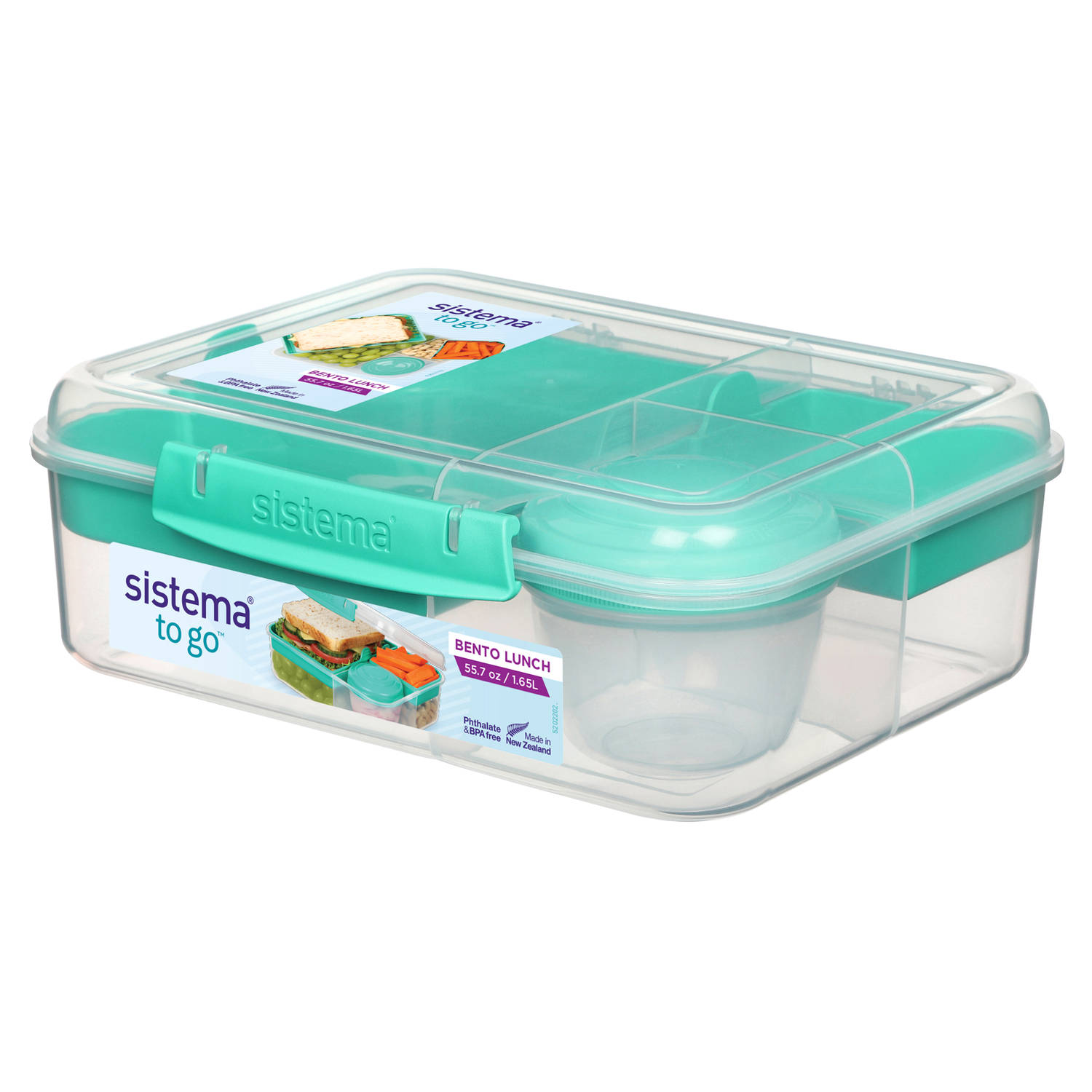 behuizing Dwaal bovenste Sistema To Go Bento lunchbox 4 compart. & yoghurtpotje Minty Teal 1.65L (4  ass.) | Blokker
