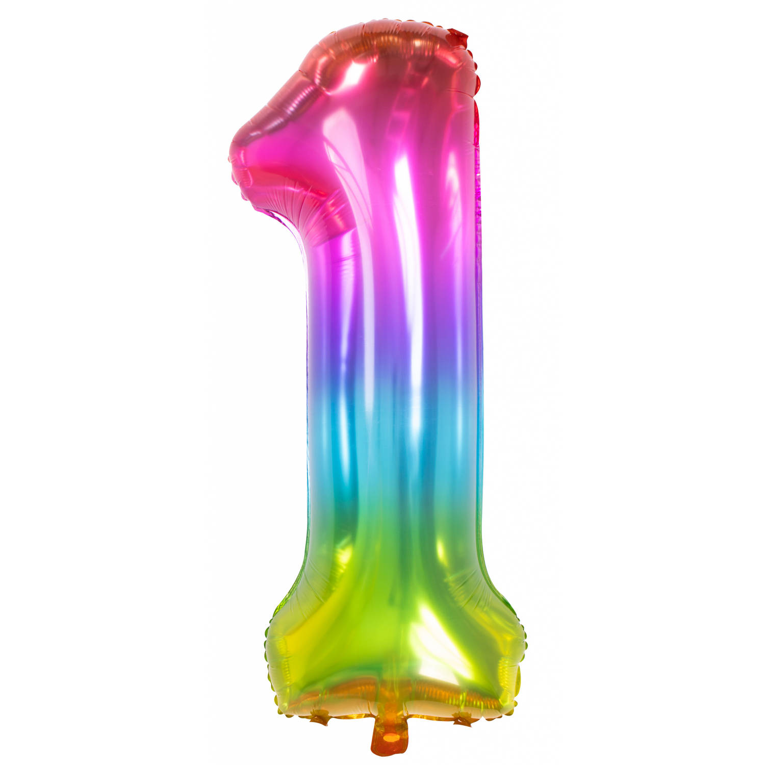 Folat Folie cijfer ballon - 86 cm multi-color - cijfer 1 - verjaardag leeftijd