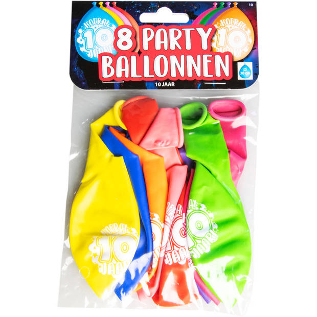 Paper Dreams ballonnen Party 10 jaar 18,5 x 11 cm latex 8 stuks