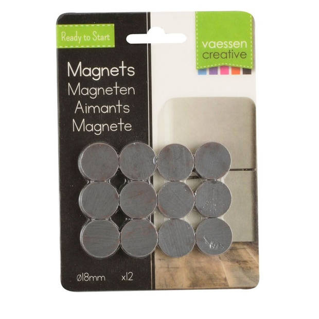 24x Ronde koelkast/kantoor magneten 18 mm zwart - Magneten