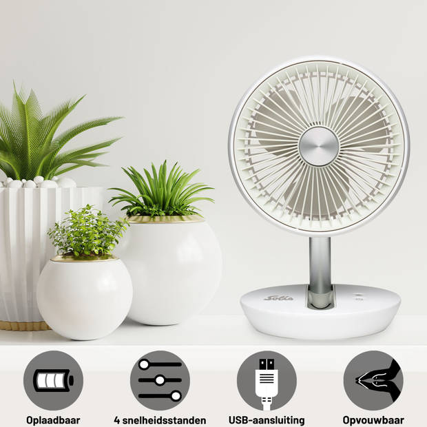 Solis Charge & Go Fan 7586 - Oplaadbare Ventilator - Tafelventilator - Wit