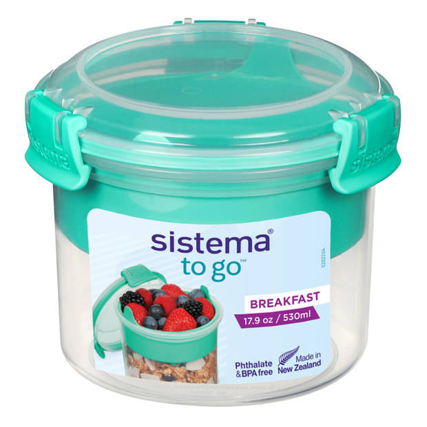 Sistema To Go ontbijtkom met compartiment Breakfast Minty Teal 530ml (6 ass.)