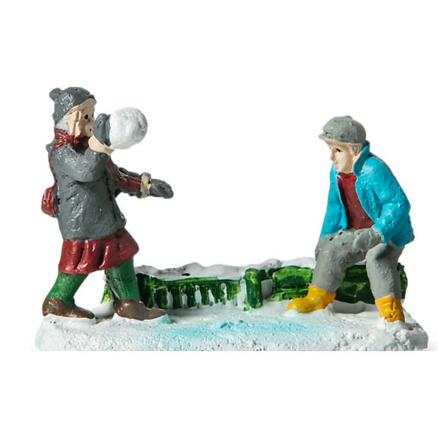 Kersthuisjes Typisch Hollands, accessoire - Stelletje gooit sneeuwbal