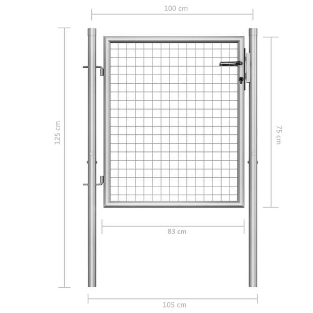 vidaXL Poort 105x125 cm gegalvaniseerd staal zilverkleurig