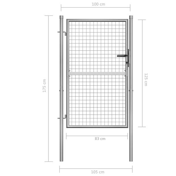 The Living Store Tuinpoort Klassiek Zilver - 105 x 175 cm - Gegalvaniseerd Staal