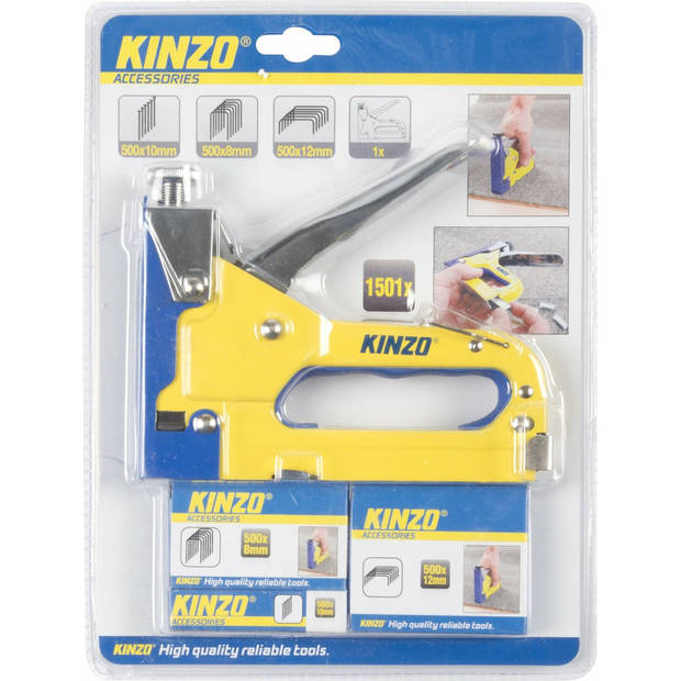Kinzo Tacker nietmachine - incl. 1500 spijkers en nieten - voor vloerbedekking en hout - Nietmachine