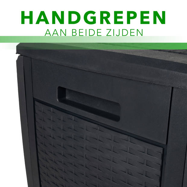 Lifetime Garden Opbergbox - Tuinkussenbox met Wielen - 310L - Zwart