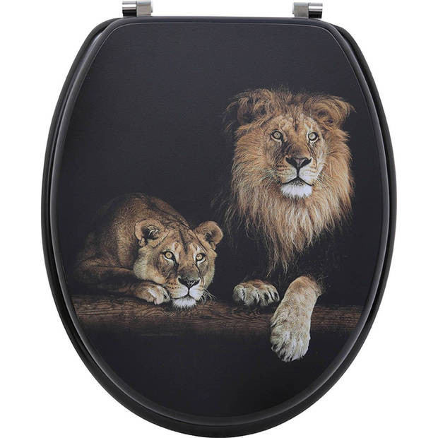 Gebor - Toiletbril – Toiletzitting – Wc-bril – Afrika – Leeuwen – Wildlife – Big Five – RVS-Scharnieren –
