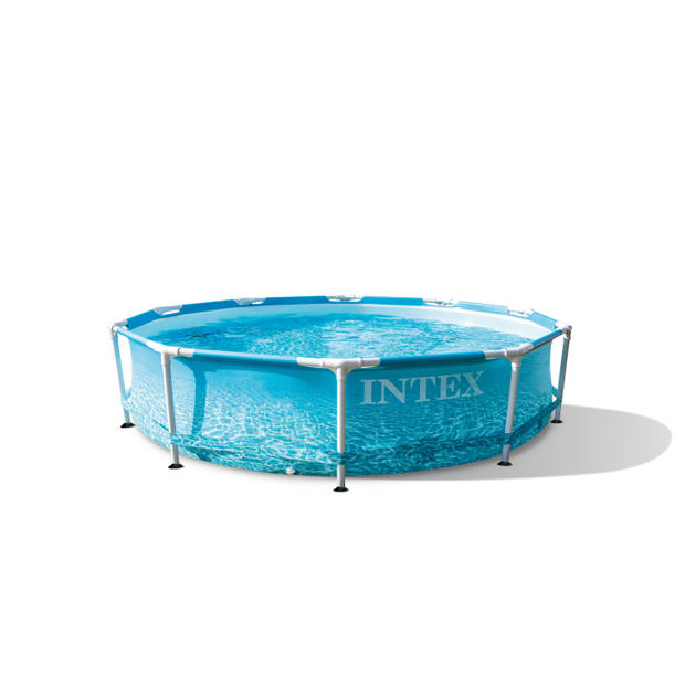 Zwembad Met Accessoires - Intex Metal Frame Rond Strandzijde 305x76 cm
