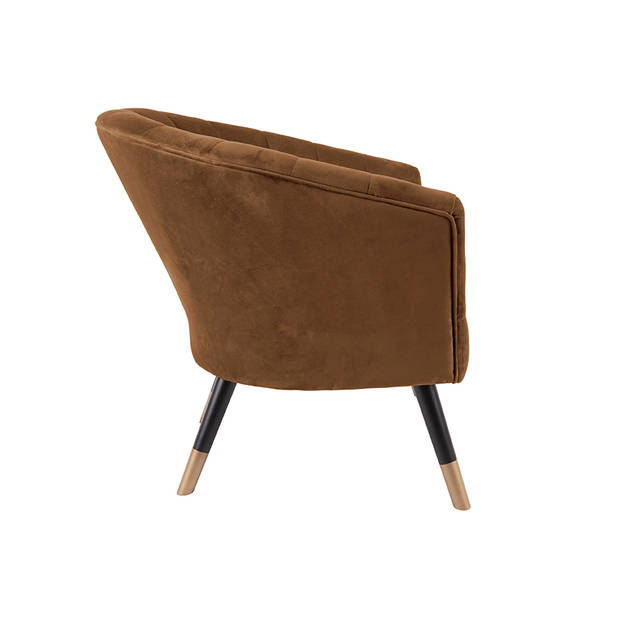 Leitmotiv fauteuil Royal 70 x 71 x 80 cm fluweel/hout bruin