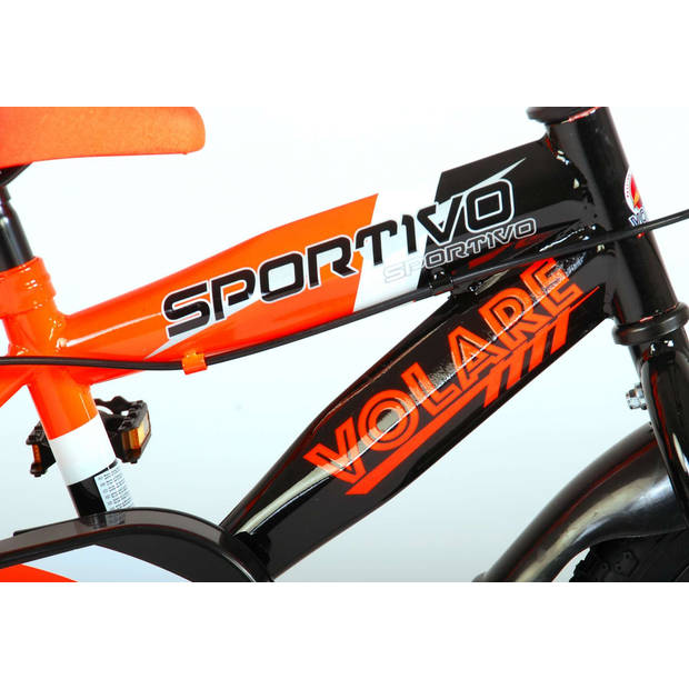 Volare Jongensfiets Sportivo 12 Inch 20 cm Jongens Knijprem Oranje/Zwart