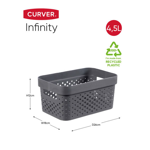 Curver Infinity Recycled Dots Opbergbox 4,5L - Antraciet