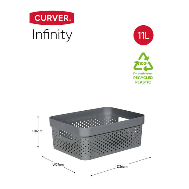 Curver Infinity Recycled Dots Opbergbox 11L - Antraciet