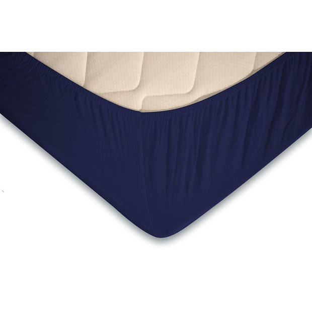 Elegance Topper Hoeslaken Jersey Katoen Stretch - donker blauw 80/90x190/200cm