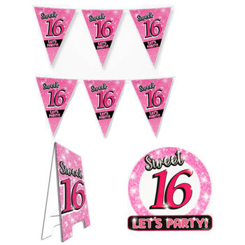 Sweet 16 pakket verjaardag feestversiering - Feestpakketten