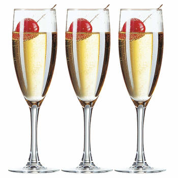 6x Stuks champagneglazen van glas 150 ml - Champagneglazen