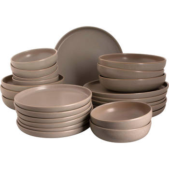 Palmer Serviesset Sandy Loam Stoneware 6-persoons 24-delig Grijs