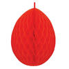 Hangdecoratie honeycomb paasei rood van papier 30 cm - Feestdecoratievoorwerp