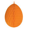 Hangdecoratie honeycomb paasei oranje van papier 30 cm - Feestdecoratievoorwerp