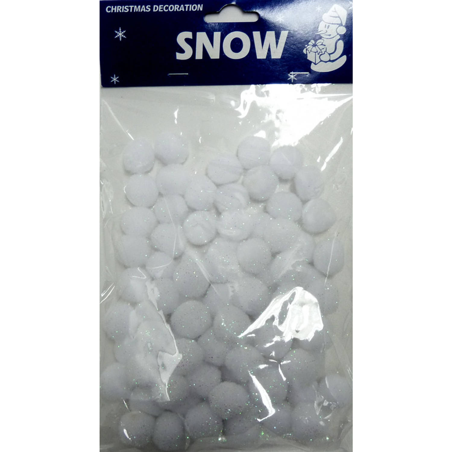 80x Mini decoratie sneeuwballetjes 2 cm - Decoratiesneeuw
