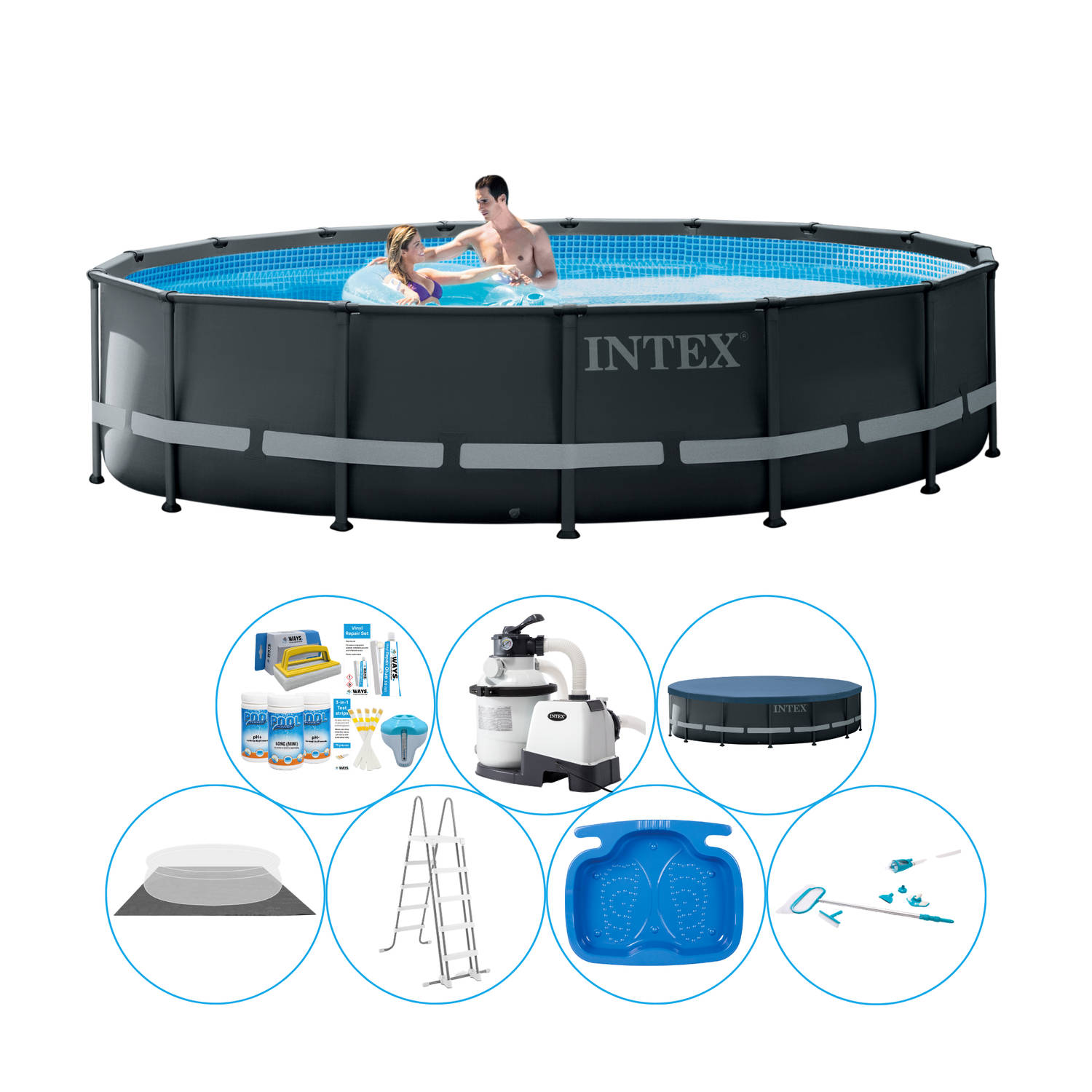Intex Ultra XTR Frame Rond 488x122 cm - Zwembad Inclusief Accessoires
