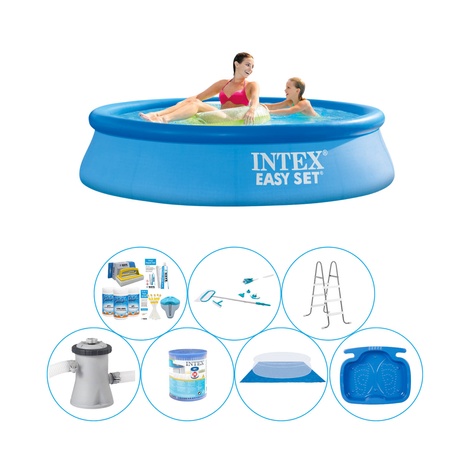 Intex Easy Set Rond 244x61 cm - 8-delig - Alles in 1 Zwembad Pakket