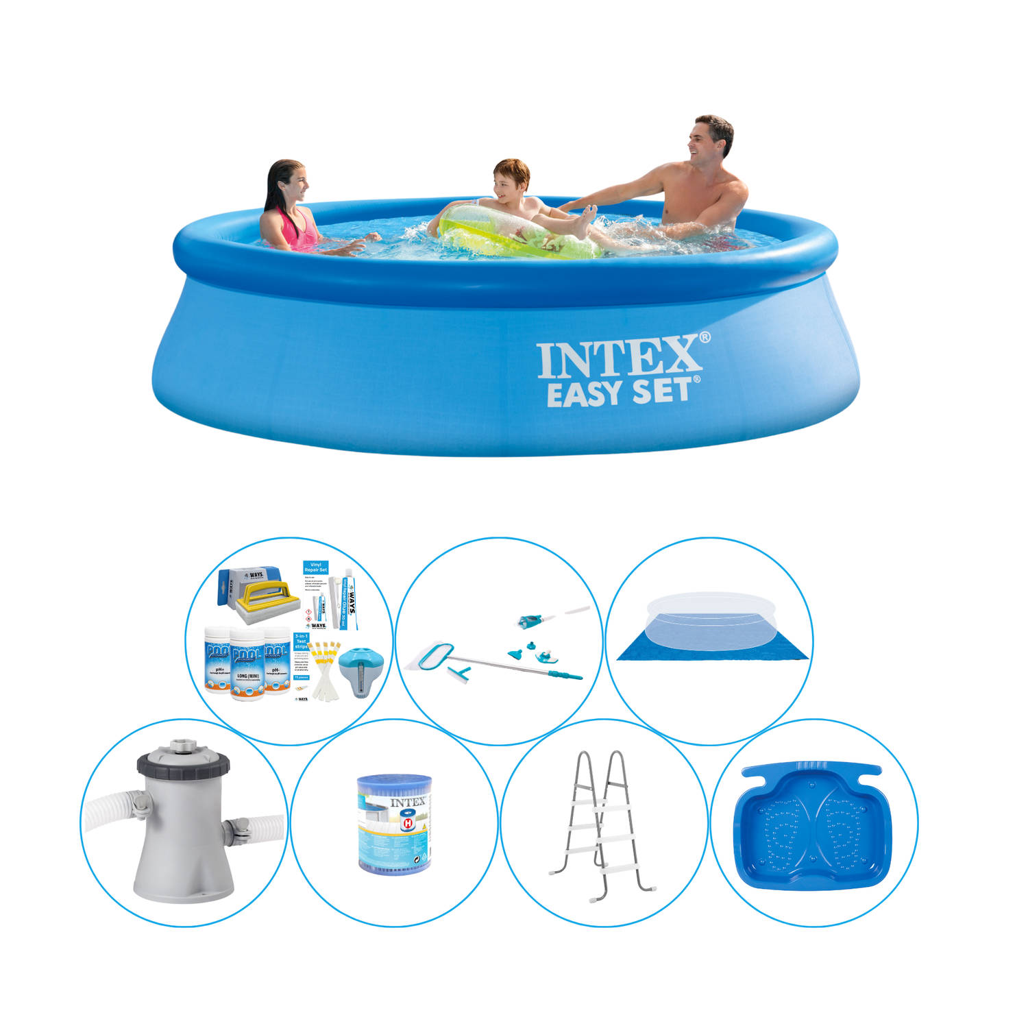 Zwembad Comfort Pakket 8-delig Intex Easy Set Rond 305x76 Cm