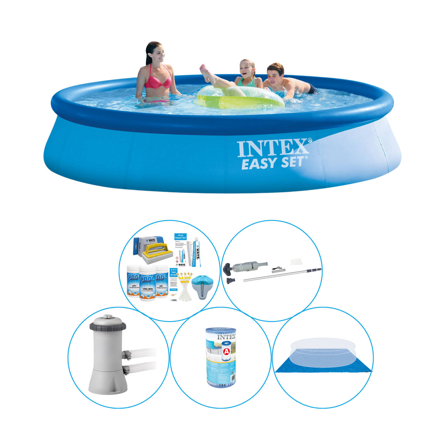 Zwembad Super Deal - 6-delig - Intex Easy Set Rond 396x84 cm