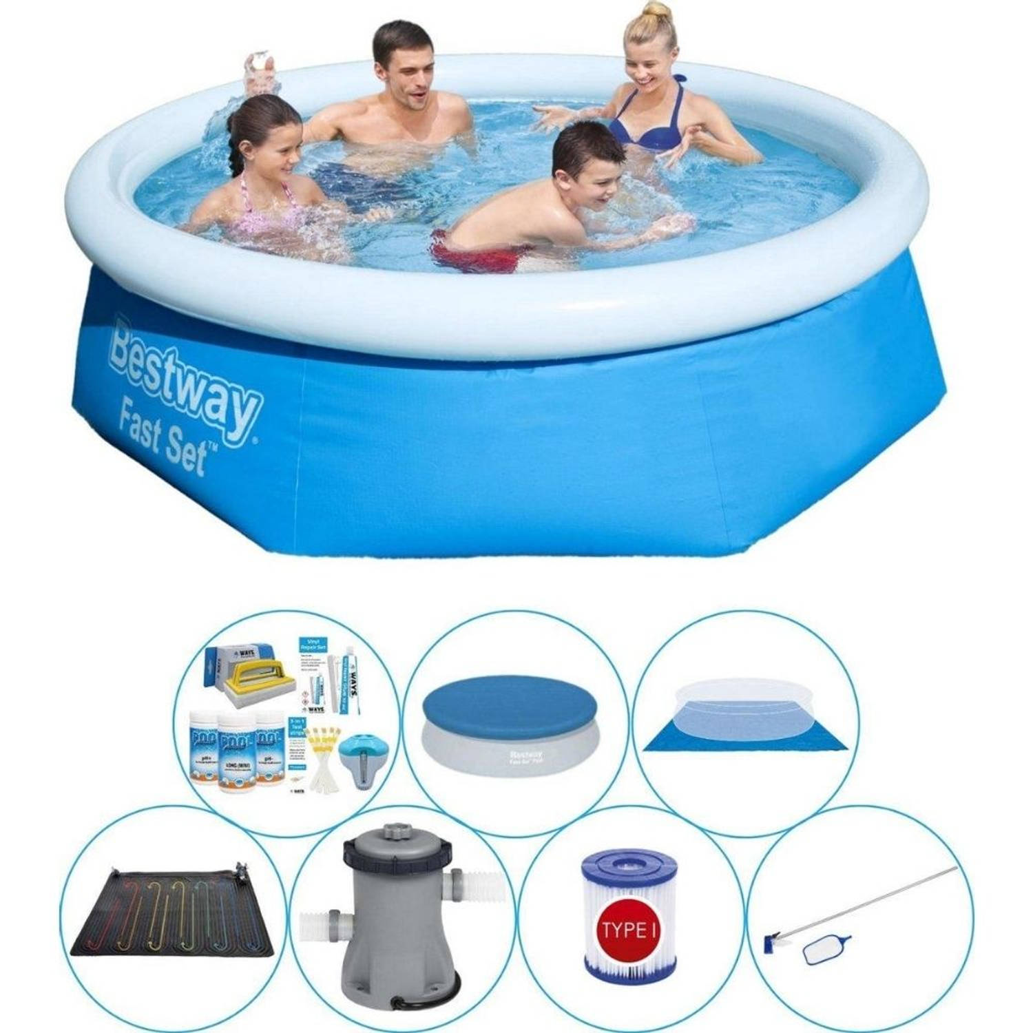 Bestway Fast Set Rond 244x66 cm - Zwembad Met Accessoires