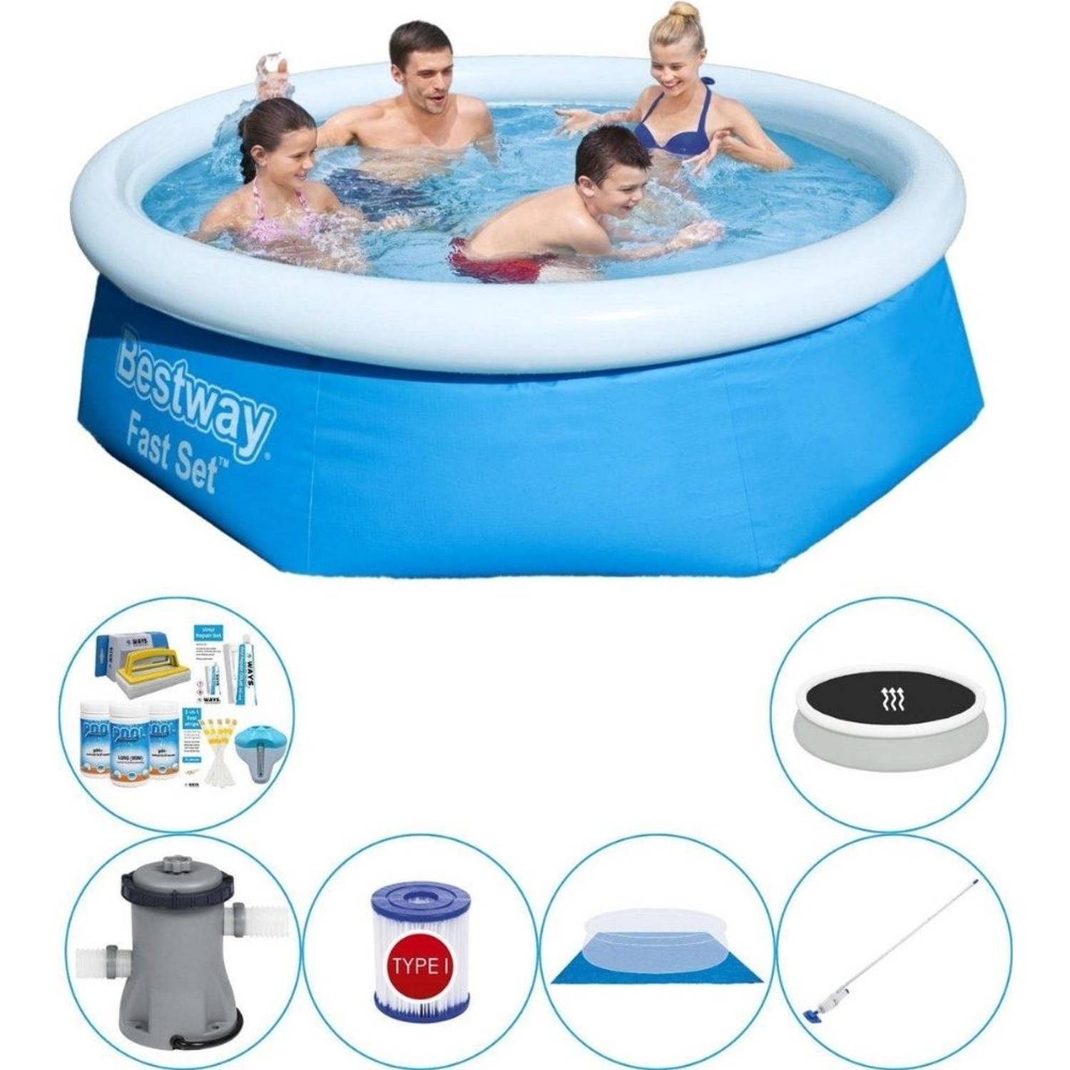 Bestway Fast Set Rond 244x66 cm - Zwembad Combinatie Pakket