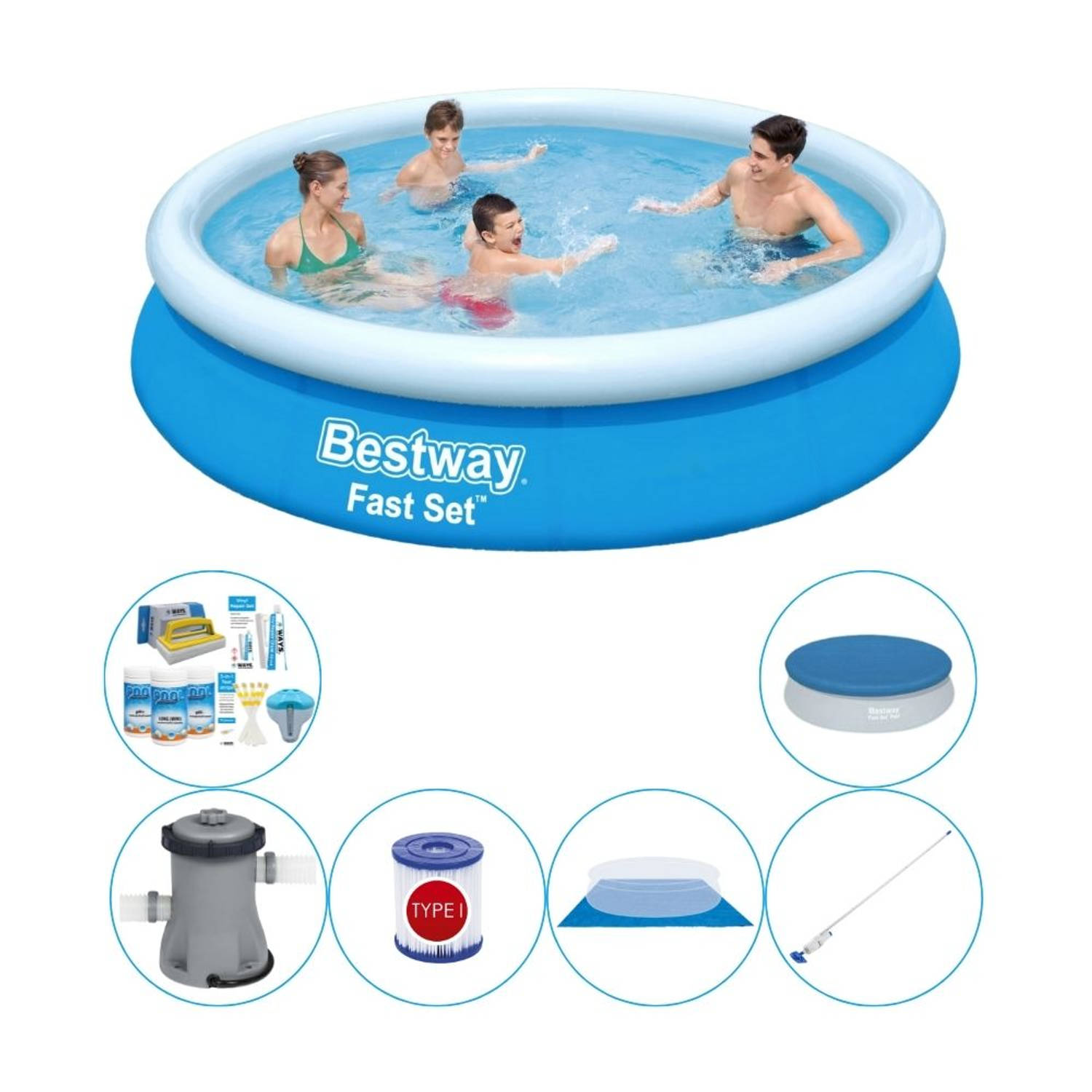 Bestway Fast Set Rond 366x76 cm - Zwembad Super Deal