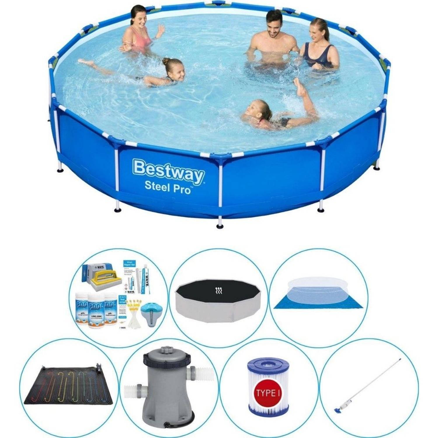 Bestway Steel Pro Rond 366x76 cm - Zwembad Combinatie Deal