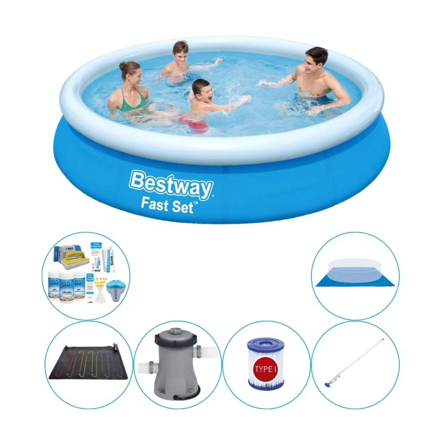 Bestway Fast Set Rond 366x76 cm - 7-delig - Zwembad Set