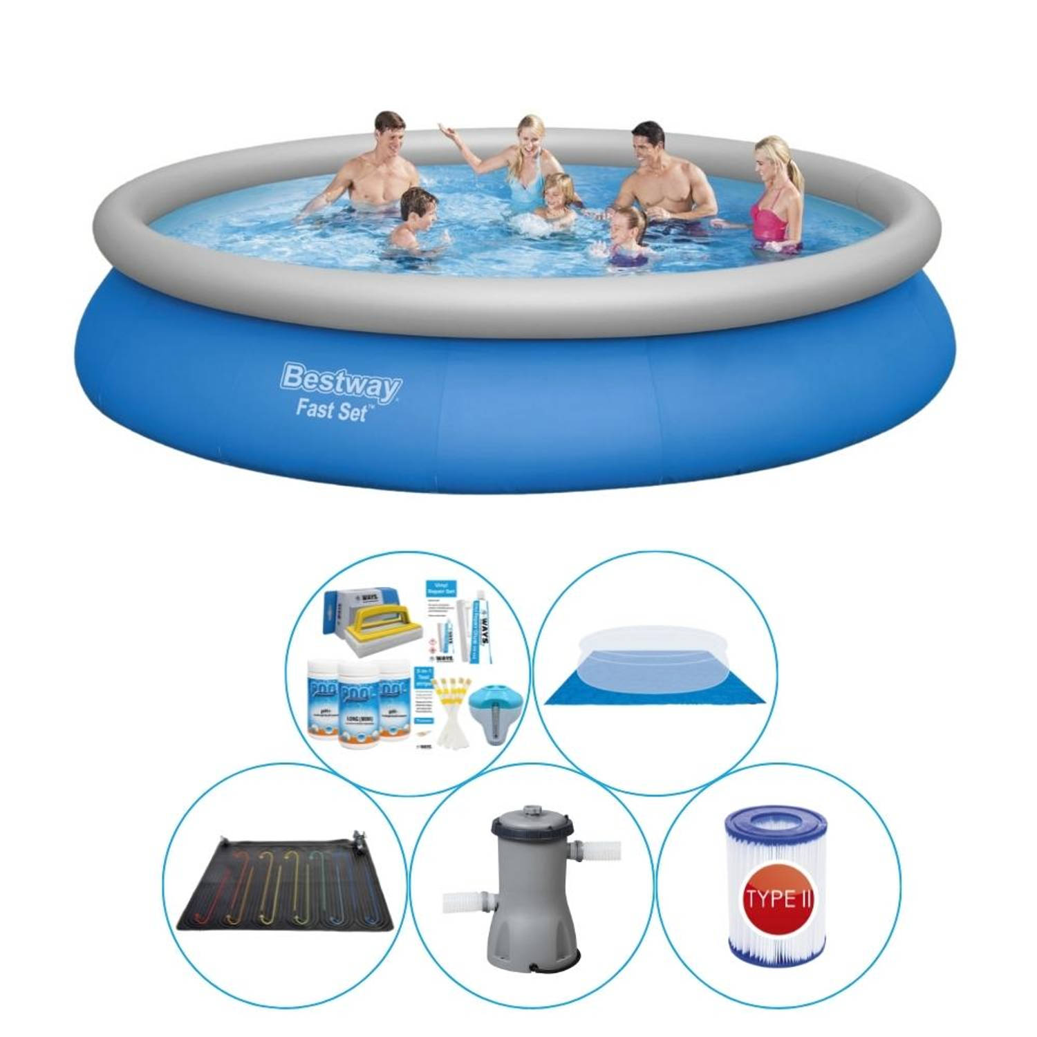 Bestway Fast Set Rond 457x84 cm - 6-delig - Zwembad Combi Deal