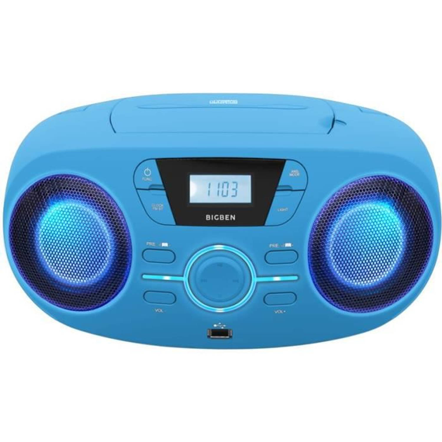 Big Ben, Portable CD Player-USB-MP3-Disco Light Blue