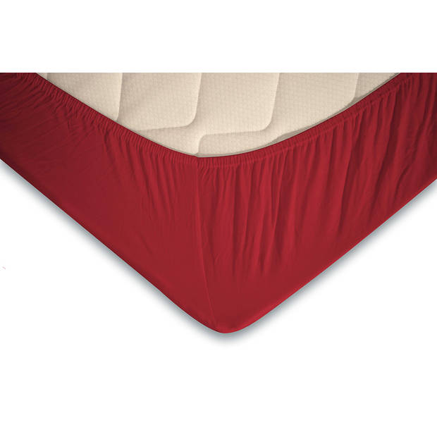 Elegance Topper Hoeslaken Jersey Katoen Stretch - rood 120/130/140x200cm