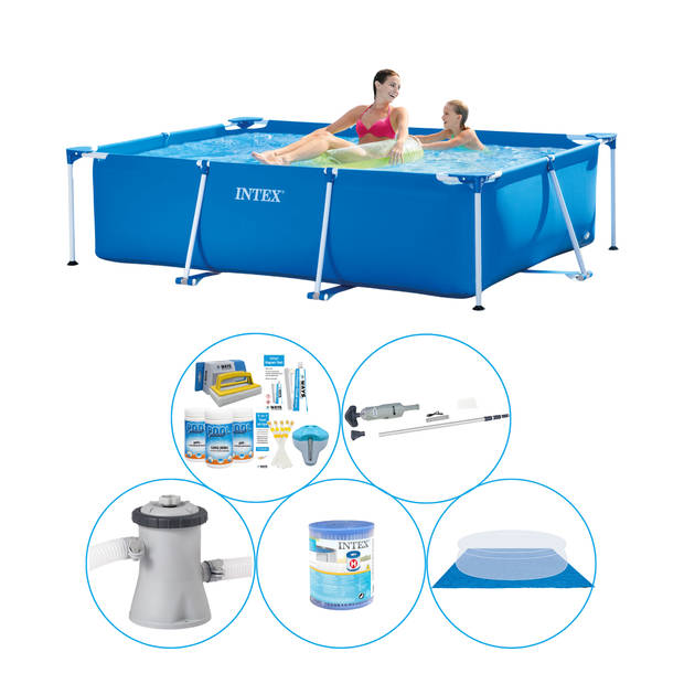 Intex Frame Pool Rechthoekig 220x150x60 cm - 6-delig - Zwembad Inclusief Accessoires