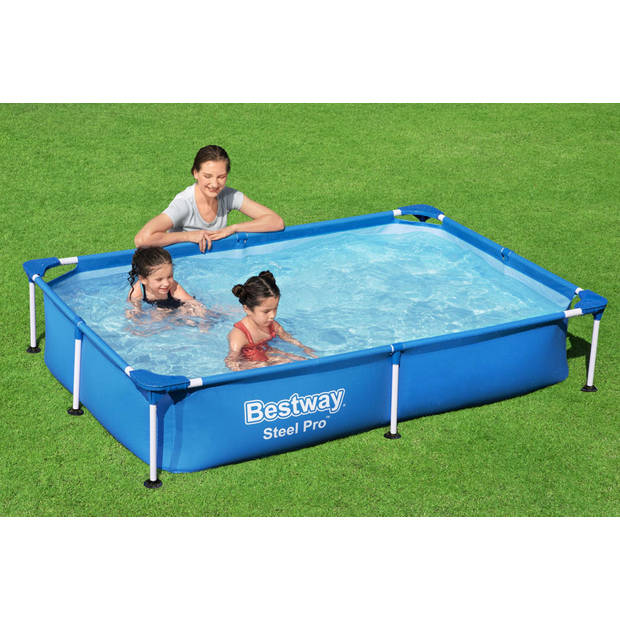 Bestway Steel Pro Rechthoekig Zwembad - 221 x 150 x 43 cm - Blauw - Met Accessoires - Voordeelpakket