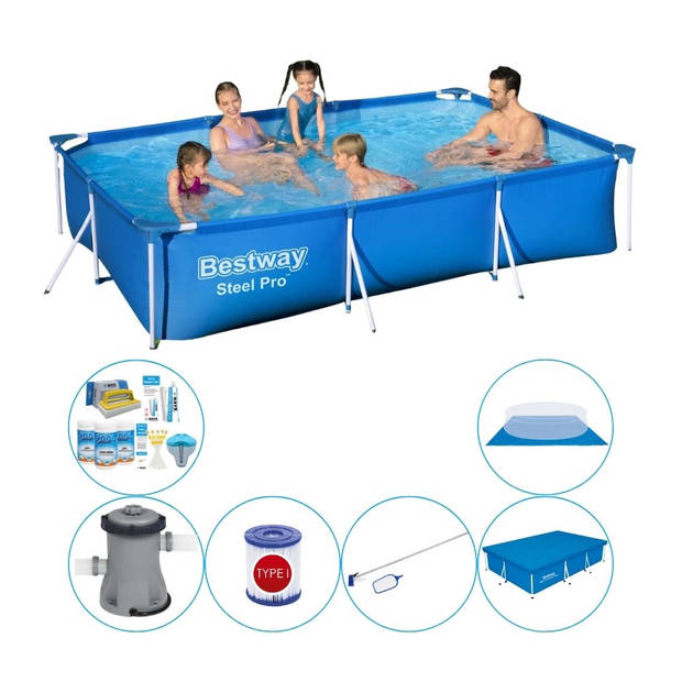 Bestway Steel Pro Rechthoekig 300x201x66 cm - Zwembad Pakket